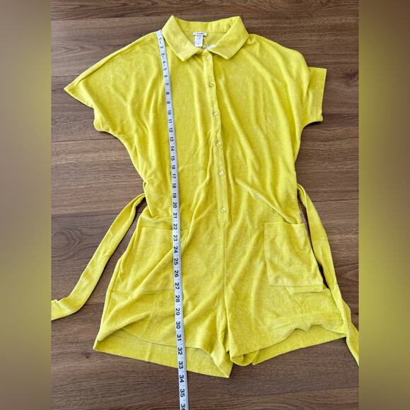 NWT Andie Swim Terry Button-Up Short Romper Honeysuckle Swim Cover Size Medium - Picture 8 of 8